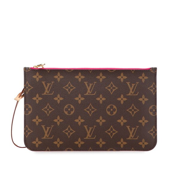 LOUIS VUITTON Authentic Brown Monogram Leather Neverfull MM Pouch